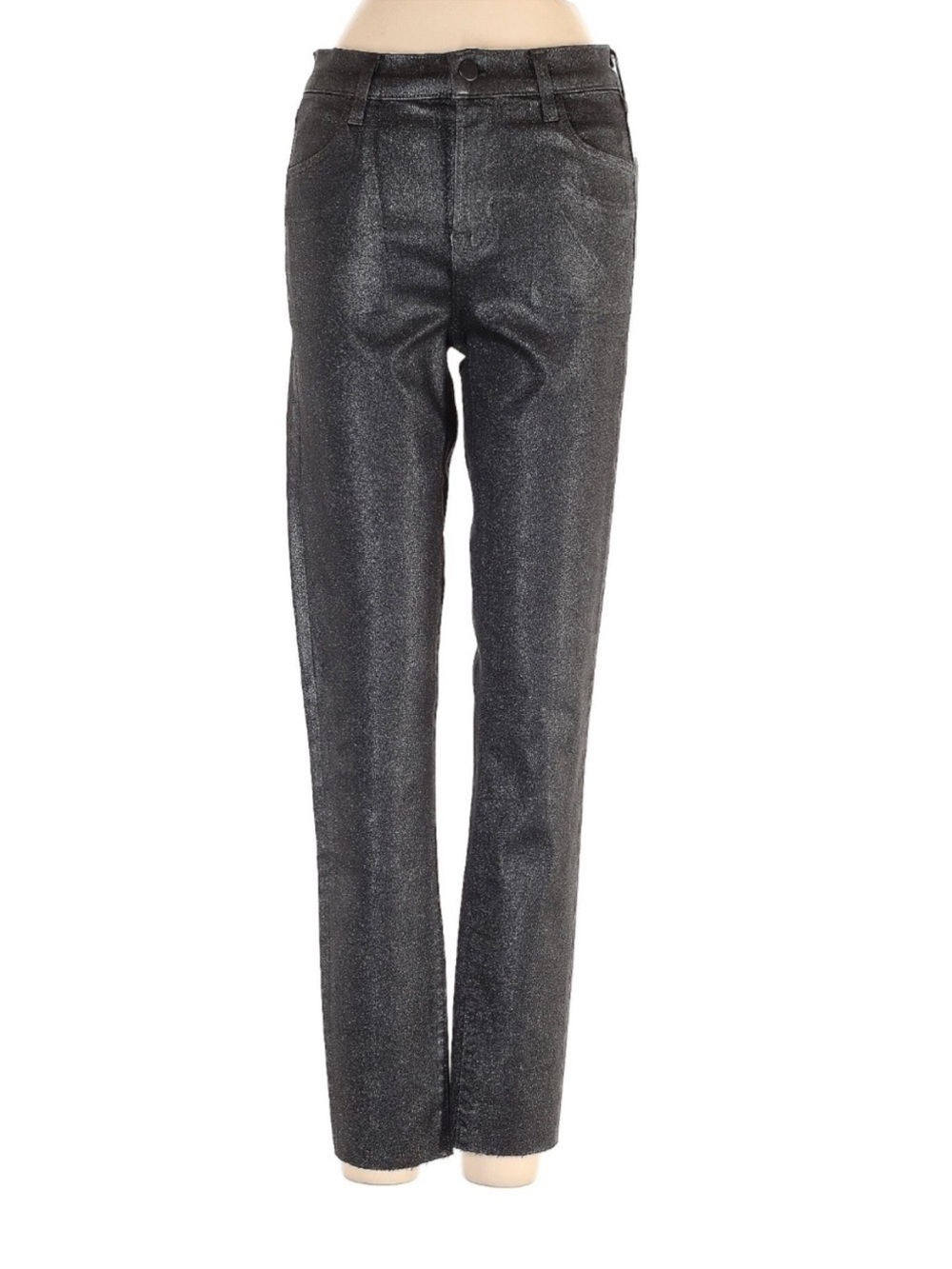 JBrand Maria High Rise Skinny Jeans 26 Silver Lament Coated Metallic Stretch NWT - Picture 3 of 6
